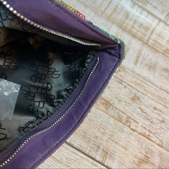 NWT BCBGeneration Multi-Colored Sequin Foldover Clutch Teal - Picture 12 of 16